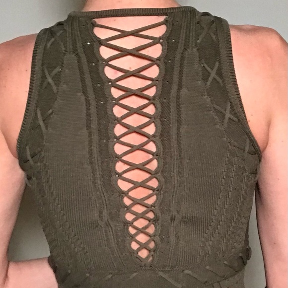 Torn by Ronny Kobo Green Marietta Olive Knit Bodycon Cocktail Dress size S. - Picture 5 of 13